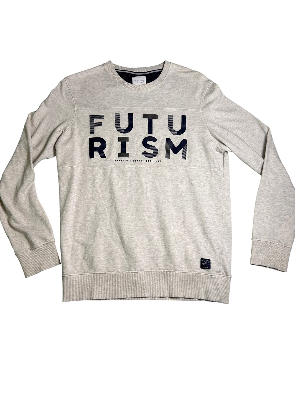 OCTAVE Futurism Crew Sweater Womens M Heathered Cozy Streetwear Statement Fall